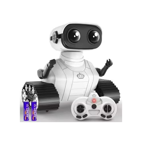 Robot Toys, Rechargeable Robot Toy with Remote Control, Music, LED Eyes, Dance Moves, Flexible Head and Arms, Smart Sensing for Kids Boys Girls