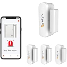 (4 Qty) Smart WiFi Door & Window Sensor for Home| No Hub Required | Free App Alert, Works with Tuya Smart Life Devices, Compatible with Alexa, Google Home, Siri (No Siren but Phone Notification)