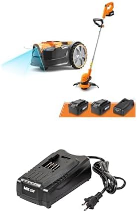 LawnMaster OcuMowTM Robot Lawn Mower with Cordless 24V MAX 10 Grass Trimmer Combo Kit + LawnMaster MX24V Battery Charger 24LFC14-ETL
