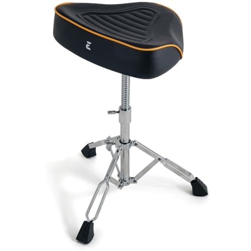 Premium Motorcycle Drum Throne, Rotatable Stool, Memory Foam Cushion with Anti-Skid Groove, Threaded Height Adjustment with Die-Cast Tripod. Edge Hardware Design NE1M