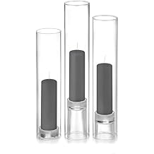 Yummi Set of 12 - Slim Pillars, Chimneys & Glass Holders - Gray