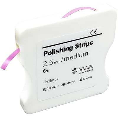 Dental Polishing Strips, 6mRolls Tooth Sandpaper Dental Finishing Strips, Dental Polishing Strip Holder Stainless, Resin Tooth Interdental Grinding Tool.-Pink 2.5mm