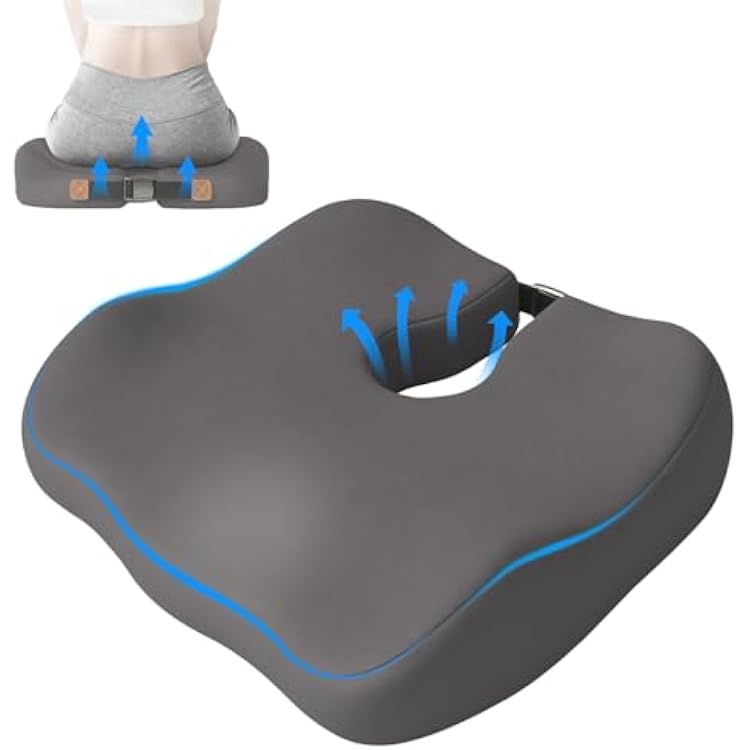 Extra-Dense Seat Cushion for tailbone pain relief ,Ergonomic seat cushions for office chairs,sciatica pain relief pillow , pressure relief Seat Cushion, office chair cushion,car seat cushion-Grey