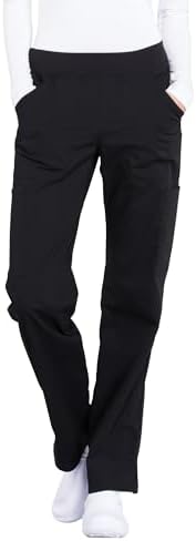 Cherokee Womens Scrub Pants Mid Rise Straight Leg Pull-on Cargo Pant with 6 Pockets & 2-Way Stretch Fabric - WW170