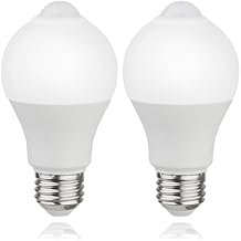CICINY Motion Sensor Light Bulbs- 9W(60-Watt Equivalent), E26 5000K Daylight A19 800LM Outdoor/Indoor, Dusk to Dawn Security Light Bulbs for Entrance, Porch, Stairs, Hallway, Garage, Storeroom 2 Pack