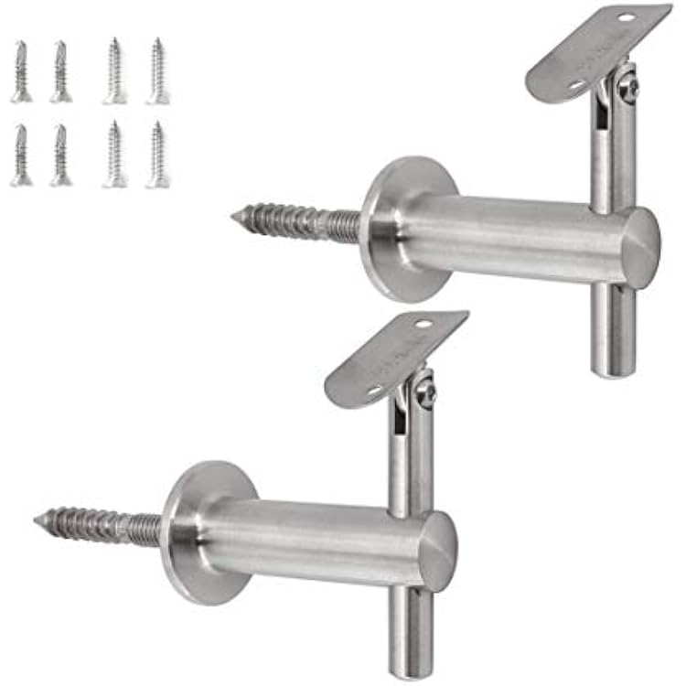Stainless Steel 316 Grade Wall Mount Adjustable Staircase Handrail Bracket for 1-12 or 1-58 OD Top Tubing, WB-242 2-Pack, Satin Finish