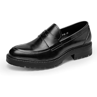 Loafers for Men - Platform Penny Loafers in Genuine Leather | Thick Sole Dress Shoes with Coin Slot Detail