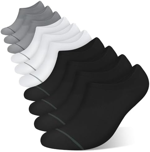wernies 10 Pairs No Show Socks Men Low Cut Ankle Short Casual Thin Invisible Socks with Non Slip Grips