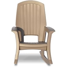 Semco Plastics Rockaway Heavy Duty Polyethylene All Weather Outdoor Rocking Chair with Backrest and Armrests for Porch, Deck and Patio, Taupe