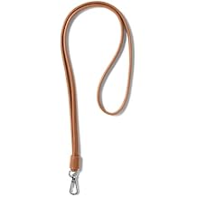 Leatherology Cognac Leather Lanyard Full Grain Leather Neck Strap with Rotating Metal Clip for ID, Badge, or Keys