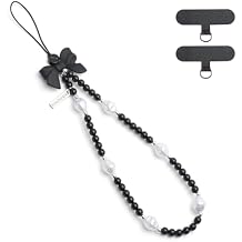 Elegant black bow beaded mobile phone charm -Stylish and lovely mobile wrist strap, cute accessories charm - Perfect for iPhone