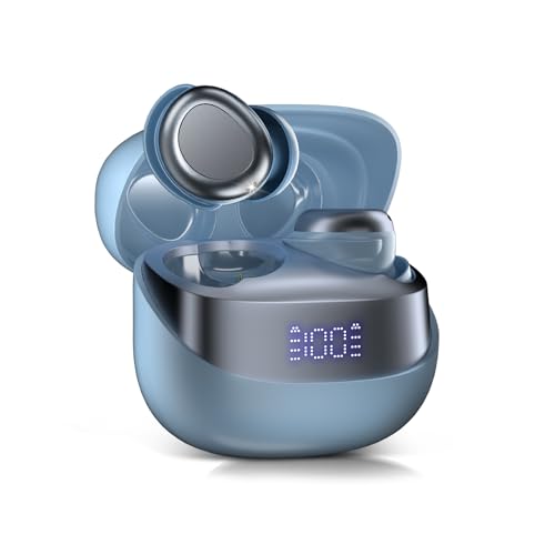Sleep Earbuds Bluetooth in Ear Light-Weight Headphones, Small Design for Side Sleepers, Mini Sleep Headphones with Charging Case, Clear Calls Earphones, Sapphire Blue