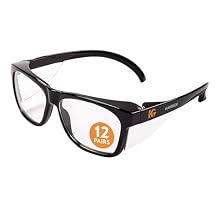 KleenGuardTM V30 MaverickTM Safety Glasses (49309), with Anti-Fog Coating, Clear Lenses, Black Frame, Unisex for Men and Women (Qty 12)