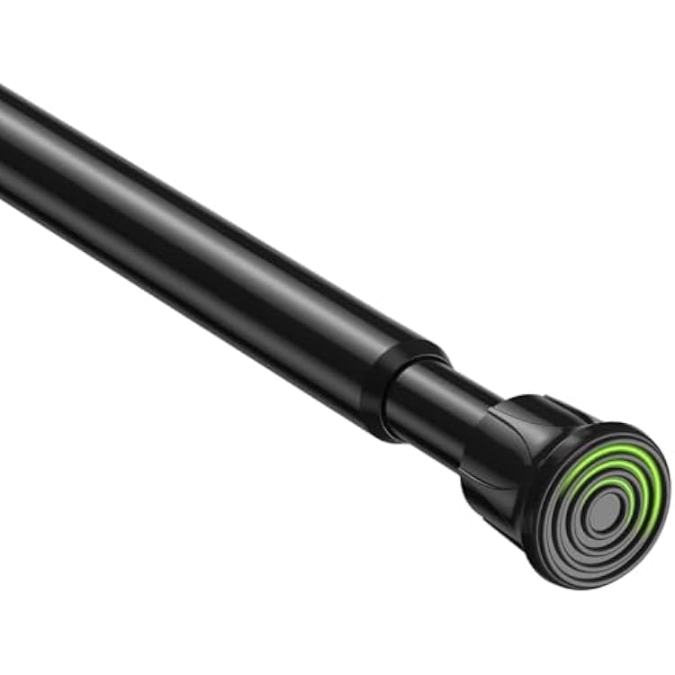 No Drill Curtain Rods Black Tension Rod 28 to 48 Inch, Adjustable Spring Tension Rod Curtain Rods No Drilling Curtains Rod for Window, Kitchen, Closet, Doorway