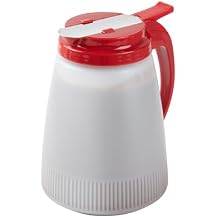 Restaurantware-Chef 101 48 Ounce All Purpose Syrup Dispenser, 1 Honey Dispenser - Red Top, Stainless Steel Slide Cover, Plastic Pancake Syrup Bottle, Perfect For Diners, Restaurants, Home