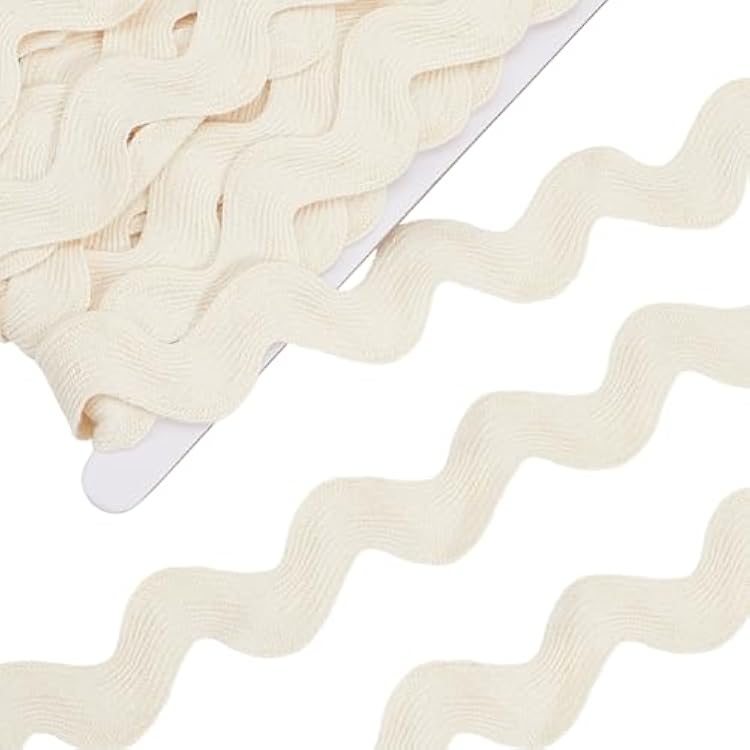 GORGECRAFT 1.38 inch35mm Cotton Rick Rack Trim for Sewing 10 Yards RIC Rac Rickrack Lace Wave Ribbon Floral White Zig Zag Wave Bending Fringe Lace Trim S Shaped Woven Braided Fabric for DIY Crafts