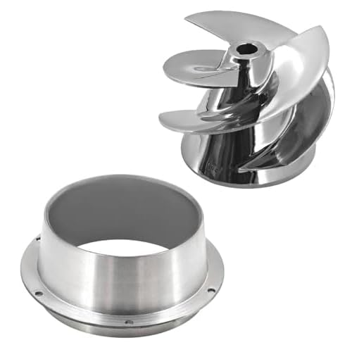 6 18 Outboard Jet Impeller No.1737-3 Blade Polished Stainless Steel with Flanged Liner 1521, Compatible with Yamaha Medium Series Jets
