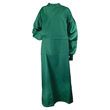 Oasis Brand Cloth Procedure Medical Gown, Washable Reusable Gown, Long Sleeve & Elastic Cuff, 100% Cotton, Unisex, Medium BlueF
