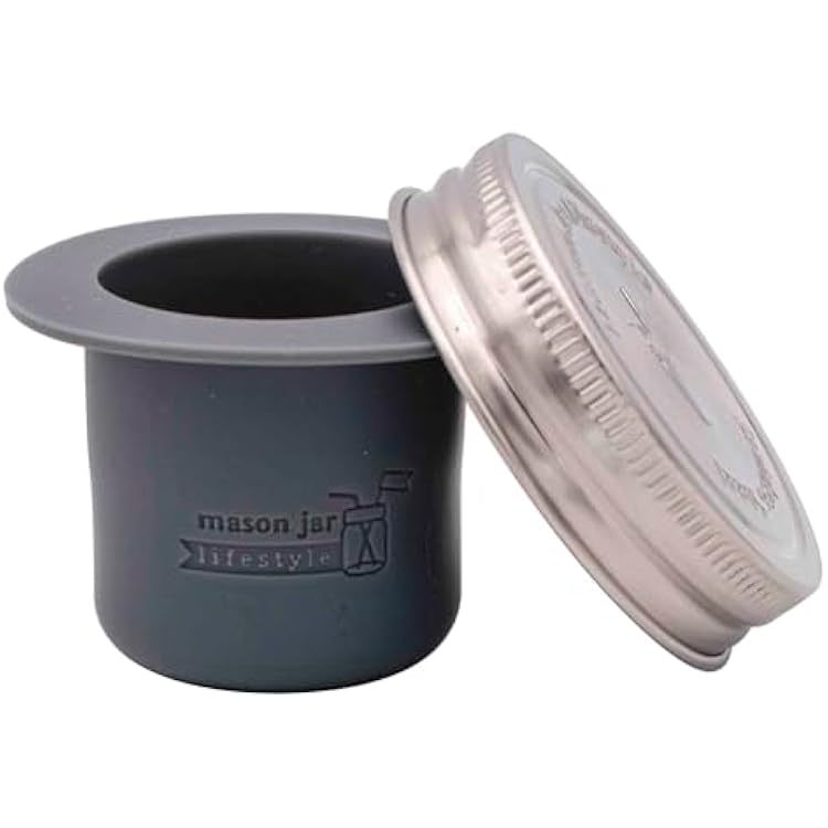 Mason Jar Lifestyle Divider Cup For Salads, Dips, and Snacks. Plastic Free Bento Lunch ContainerCharcoal Gray, Regular Mouth