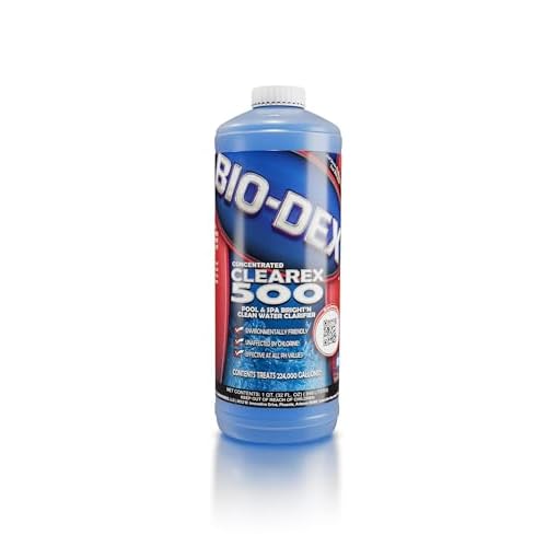 Bio-Dex Clearex 500 | 1 Quart 32 oz bottle | Pro Strength Clarifier For Swimming Pools & Spas | Safe & Easy to Use for Homeowners DIY | 2 oz treats 14,000 gals & 32 oz bottle treats 224,000 gallons