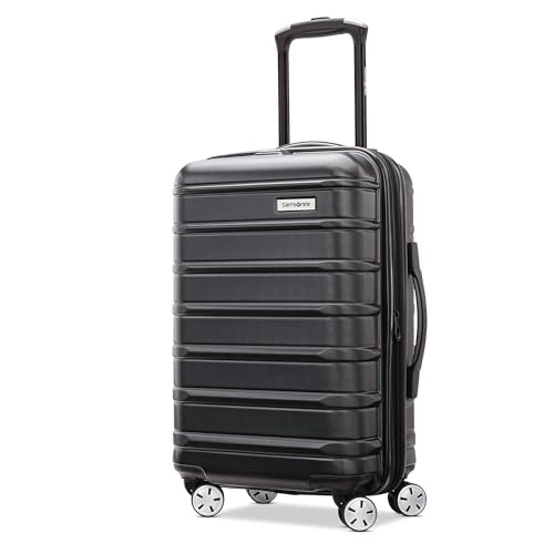 Samsonite Omni 2 Global Carry-On Spinner Luggage - Compact Size For International Travel - Airline-Approved - Features Expandable Polycarbonate Shell, 360 Wheels, USB Power Hub - Charcoal - Black