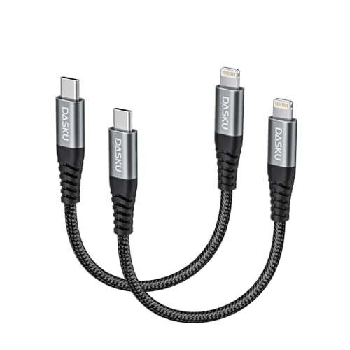 Dasku 1FT USB C to Lightning Cable 12 inch iPhone Charging Cable, Short Fast Nylon Brabied USBC iPhone Charger Cord Compatible with iPhone 14 13 12 11 Pro Max XR XS X 8 Plus SE iPad