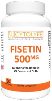 Fisetin 500mg 98% Pure Fisetin 500mg Therapeutic Dose 30 Capsules Senolytic Activator Anti-Aging Longevity