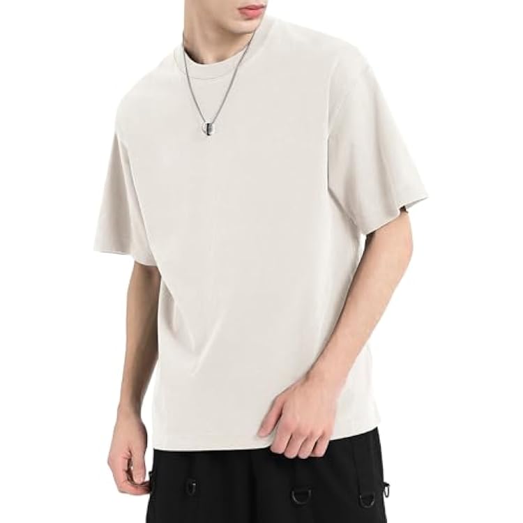 Mens Oversized T Shirts Cotton Unisex Loose Fit Tee Vintage Acid Washed Summer Casual Baggy Basic Tops