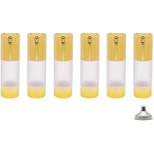 6Pcs 1.7oz 50ml Frosted Transparent Airless Pump Bottles with Funnel, Travel Size Vacuum Dispenser Refillable Cosmetic Containers For Foundations, Cream, Serums, Shampoo, Lotion(Black)