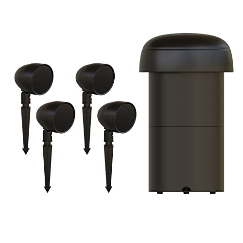 Furrion Aurora Terrace Series Outdoor Landscape Speaker System - Waterproof 4.1 Channel with 3 100W Satellite Speakers and 8 150w Subwoofer - For Patios, Decks, and Gardens