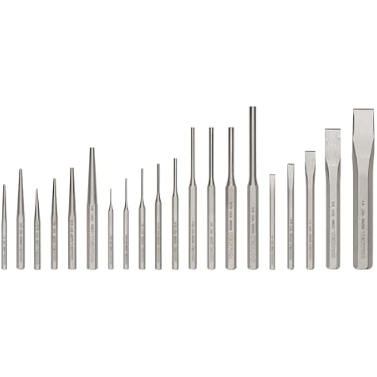 TEKTON Punch and Chisel Set, 20-Piece Center, Solid, Pin, Chisel | PNC99001 | Made in USA