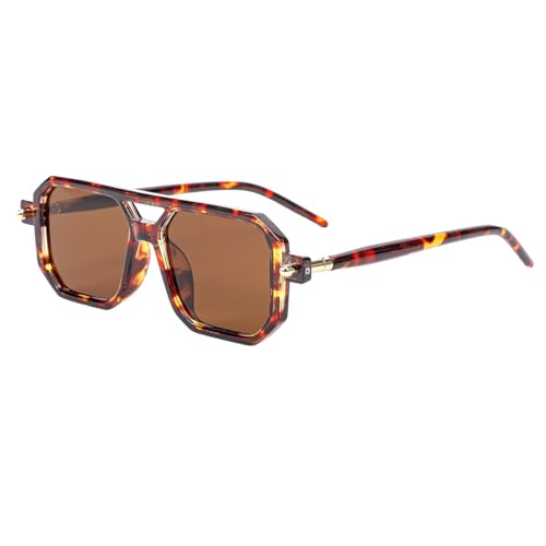 JOVAKIT Retro Aviator Sunglasses for Women Men Fashion Rectangle Sun Glasses Luxury Round Temples Designer UV400 Protection