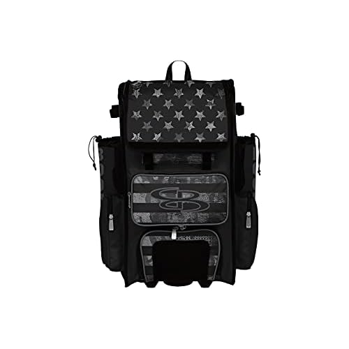 Boombah Superpack Hybrid Rolling Bat Bag - USA Honor Black Ops Bat Pack BlackCharcoal - Wheeled & Backpack Version