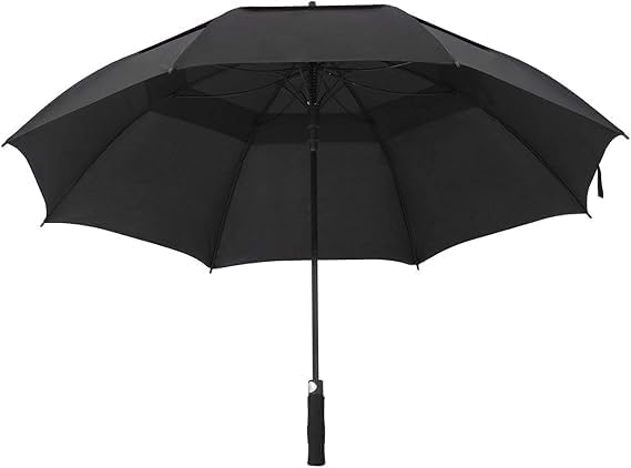 Extra Large Golf Umbrella - 105cm Windproof Strong Black Golfing Umbrella with Steel Frame & Waterproof Canopy for Men/Women