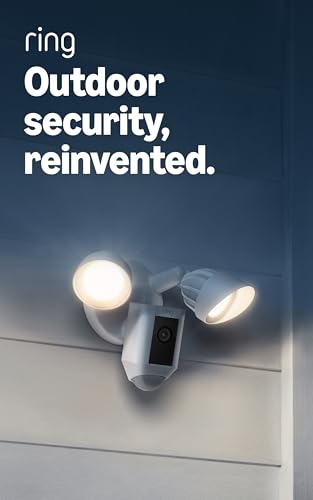 Like-New Ring Floodlight Cam Wired Plus (newest model), Outdoor home or business security with motion-activated 1080p HD video and floodlights, White