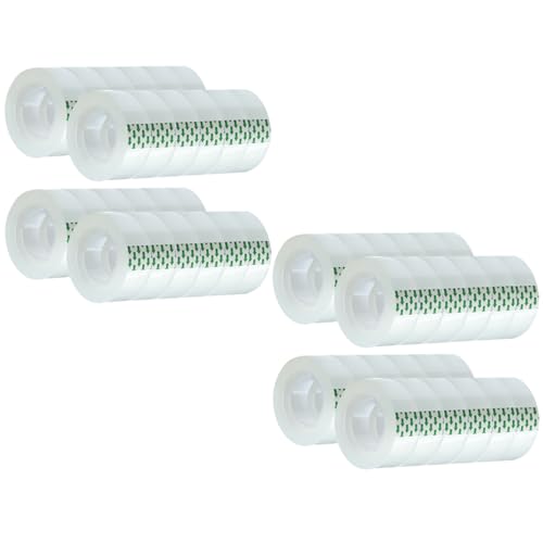 48 Rolls Transparent Tape Refills Rolls 34-Inch x 1000 inch, 1 inch Core, Clear Gift Wrapping Tape Refill Roll for Office, Home, School