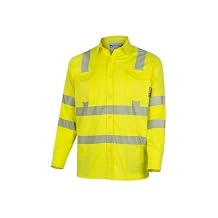Oberon FR Arc Rated Hi Vis Button-Up Safety Shirt For Men - Flame Resistant & Reflective - 10 Cal - Class 3 - Hi Vis Yellow