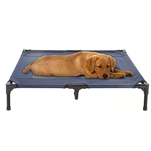 Elevated Dog Bed - 36x29.75-Inch Portable Pet Bed with Non-Slip Feet - IndoorOutdoor Dog Cot or Puppy Bed for Pets up to 80lbs by PETMAKER Blue