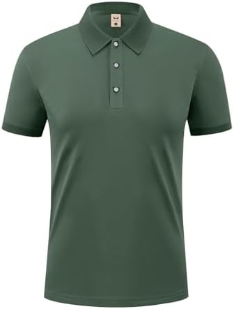 Slim Fit Polo Shirts for Men Quick Dry Breathable Short Sleeve Button Collar Comfy Tops Casual Business Work Tshirts