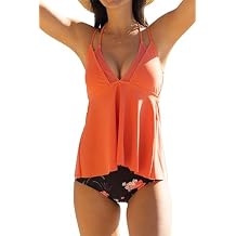 Beachsissi Women Two Piece Mesh Patchwork Bathing Suit Halter Neck Floral Tankini Set