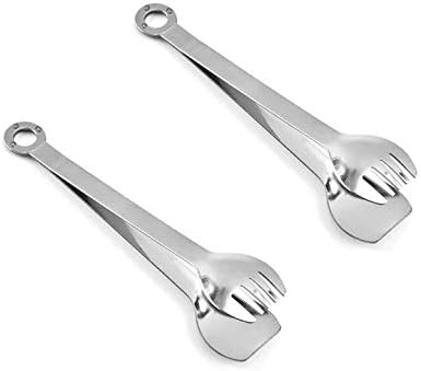 2x Small Serving Tongs 6 inch Stainless Steel Mini Appetizer Buffet Tongs Fork Design