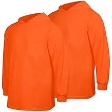 High Vis Hoodies with Long Sleeves, Hi Vis Hoodie Shirts, Construction Work Shirts for Men & Women, Breathable, UCH-Orange 3XL, 2 Pack