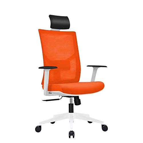 Ergonomic Multi Function Mesh Office Chair with Lumbar Support, Adjustable Armrest, Orange (Without Headrest, Black)