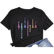 Tshirts for Bangtan Boys Women Sleeve Member Name Letter Printed T-Shirt Merchandise for Kpop Merch