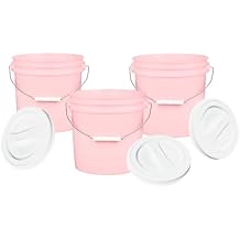House Naturals 2 Gallon Pink Food Grade BPA Free Made in USA Bucket with Screw On White Lid - Pack of 3