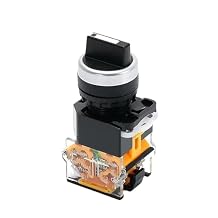 22mm LA38-11X2 20X3 Selector Switch 1NO1NC/2NO/2NC 2/3 Gear Rotary Switches Knob Self-Lock/Self-Reset Momentary Latching(Short,3P 2NO,Self-Locking)