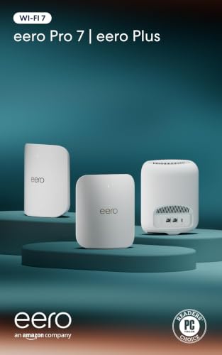 Amazon eero Pro 7 mesh wifi system with eero Plus annual (auto-renews) - Supports internet plans up to 5 Gbps, Coverage up to 6,000 sq. ft., 3-pack
