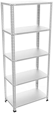 5 Tiers Galvanized Steel Shelving - Warehouse, Archive, Pantry, File, Market Shelf, Bolted Shelving System 31x93 cm 200 cm 0.70 mm