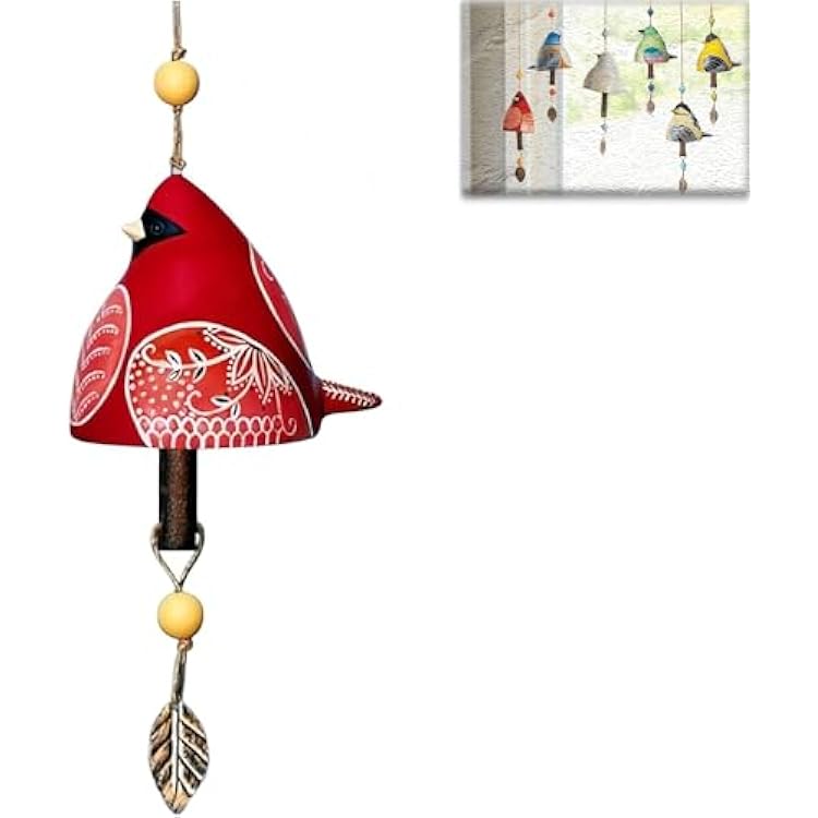 Bird Song Bell Wind Chime, Garden Patio Balcony Home Decor Hanging Windchimes,Hanging Music Wind Chimes, Hanging Rustic Wind Chime Decorations for Wall Window Patio Courtyard Decor Red