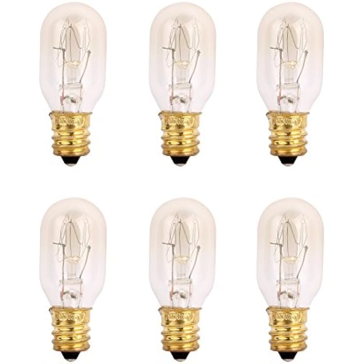 TGS Gems 6 Pack Himalayan Salt Lamp 15 Watt Original Replacement Candelebra Light Incandescent Bulbs E12 Socket